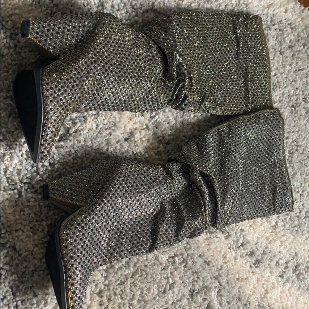 Silver Rhinestone Heel Boots